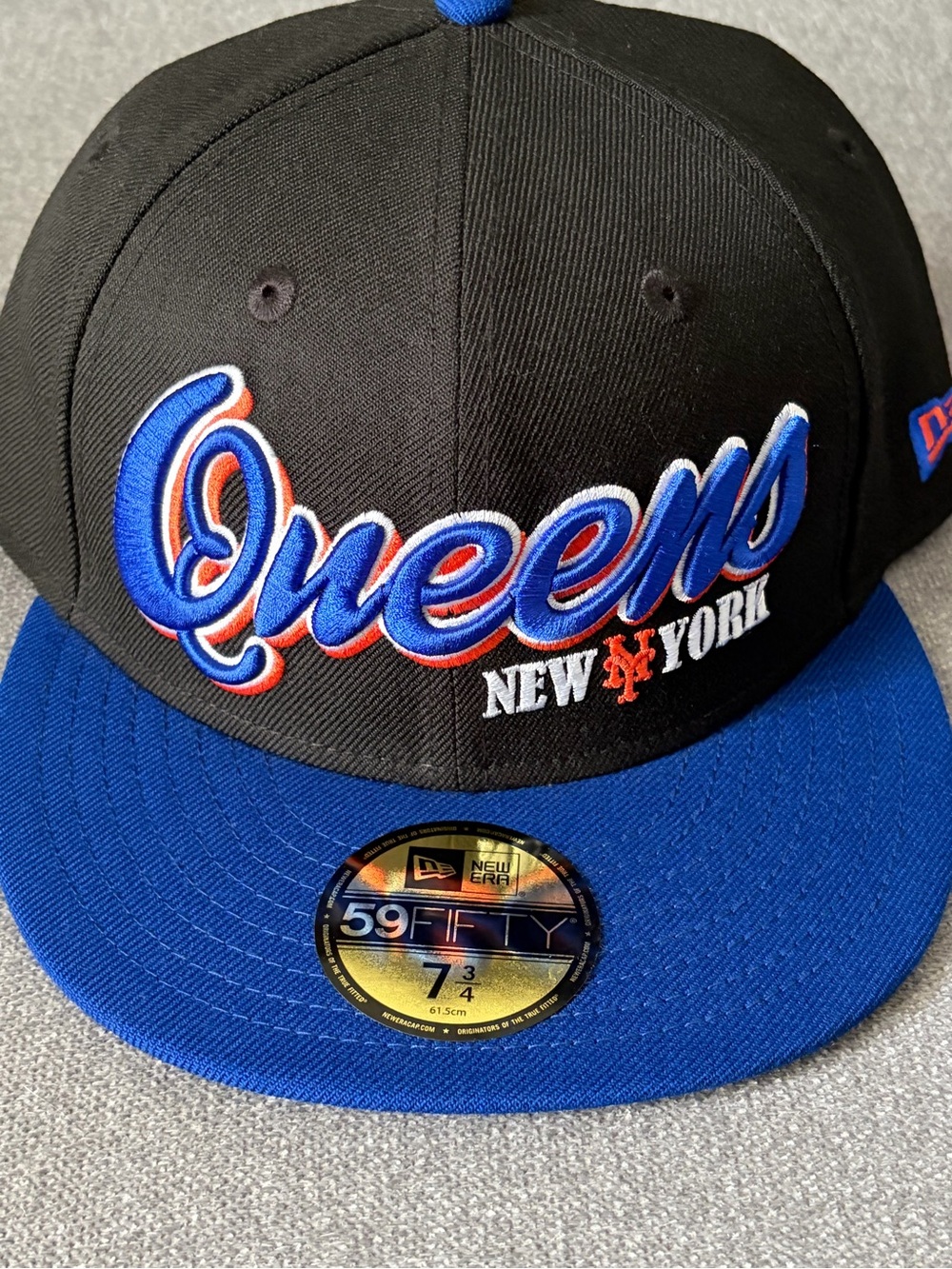 New Era Black and Royal Blue Queens New York Fitted Hat